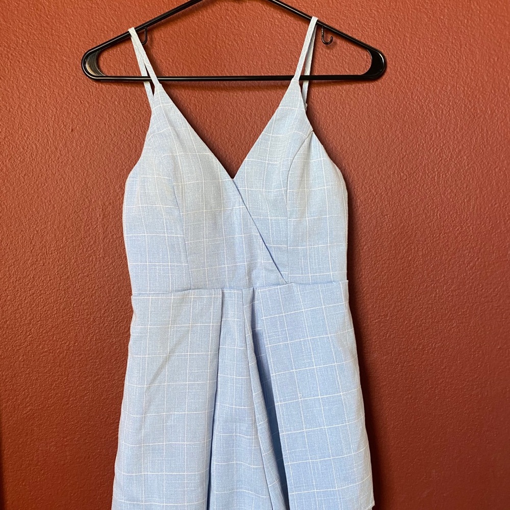 blue with white stripes romper